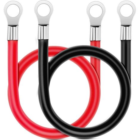 80cm Câble Onduleur de Batterie 12V-24V 16mm² 5AWG (Max 100A) Câble de Batterie Auto Rouge et Noir avec Bornes à Anneau Fil Flexible en Cuivre pour Camion, Moto, Solaire, RV, Marine (1/5)