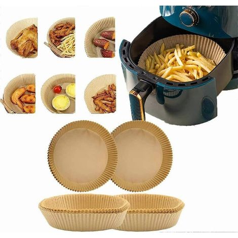 Papier sulfurisé jetable pour friteuse à air chaud, lot de 50 ou 100 pièces, antiadhésif, résistant à l'huile, 16,5 cm (6,5 pouces). (1/4)