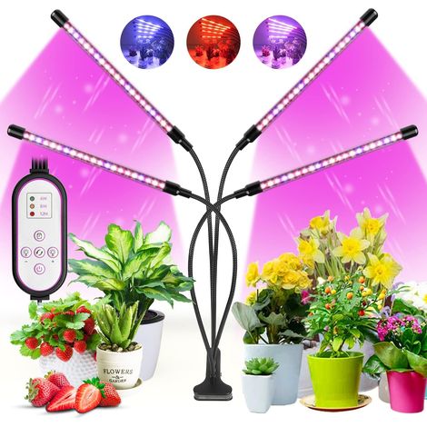 Lampe LED pour plantes - 80 LED - Rouge et bleu - Spectre complet - Pour plantes d'intérieur avec minuterie, avec caractéristiques : LED, Lampe, 80L, Minuterie