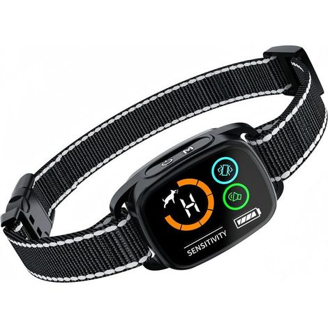 Collier anti-bark rechargeable waterproof intelligent vibration/bip pour chiens grands et petits couleur noir (1/5)
