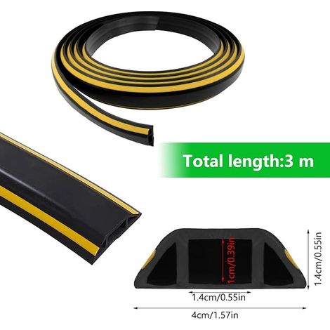 Flexible PVC Floor Adhesive Cable Duct Protection Ramp Black Cable Management (1/2)