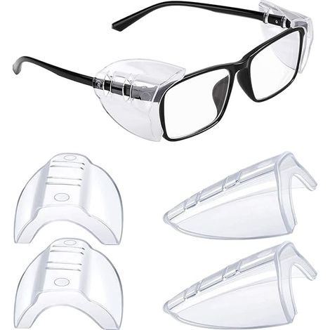 Lunettes de protection latérales pour lunettes de prescription, coques transparentes à enfiler, adaptées aux montures petites et grandes (1/5)
