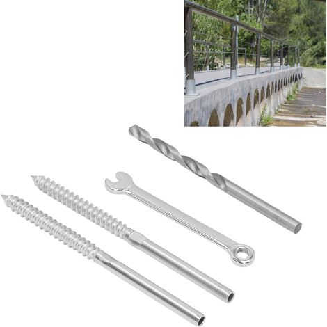 Connecteur à vis en acier inoxydable 316 pour bois, connecteur pour câble métallique, accessoires pour garde-corps d'escalier, câblage pour garde-corps à câbles (1/5)