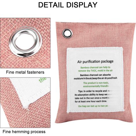 Bolsa purificadora de aire de carbón activado y bambú de 8 colores, ambientador para coche, color marfil. (1/5)
