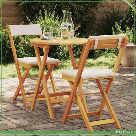 Ensemble de salle à manger jardin 3 pcs - FAFEICY - 4105501 - Bois d'acacia massif - Finition huilée - 2 places, coussins ext. (1/5)