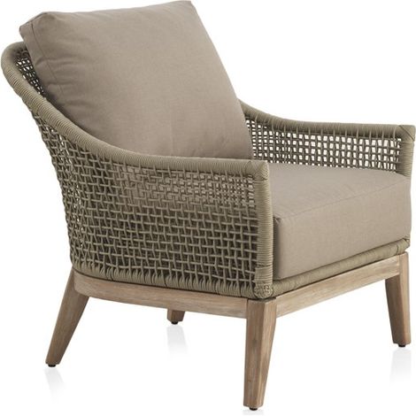 Fauteuil cappuccino en bois d'acacia et corde tressée avec coussins - Collection Atesso (1/5)