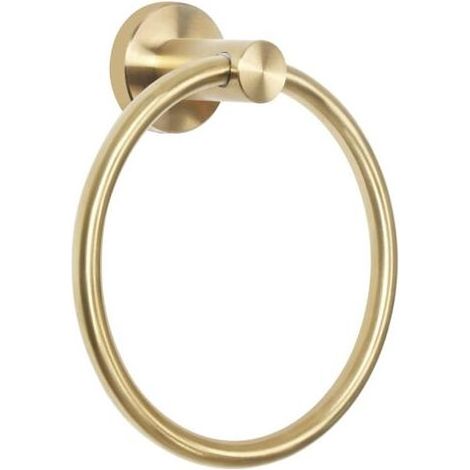 Porte-serviette rond mural en acier inoxydable SUS 304 – Finition or brossé – Diamètre intérieur 140 mm – Montage à vis inclus (1/5)