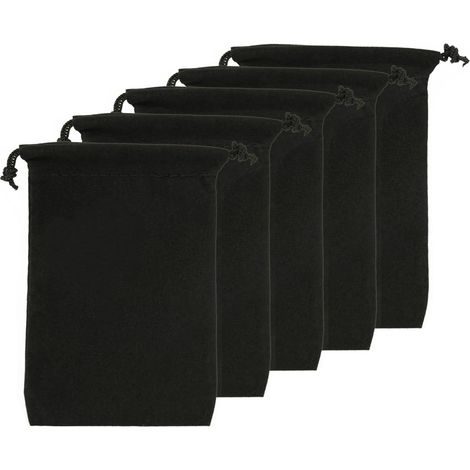Pochettes de Serrage en Velours Noir, Lot de 5, Taille 10 x 15 cm - Idéales pour Bijoux, Cadeaux, Bonbons, Mariages, Porte-Clés - Sacs Réutilisables avec Cordon de Serrage en Satin, Protection et Élég (1/5)