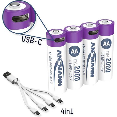 Batterie rechargeable Li-Ion Mignon AA ANSMANN – 3.7V 2600mAh – avec circuit de protection