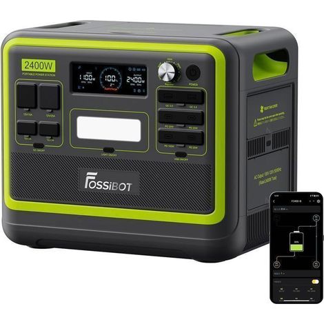 FOSSIBOT F2400 LiFePO4 Battery Electric Generator - 2048Wh 2400W Portable Power Station Energy - Camping RV UPS-APP