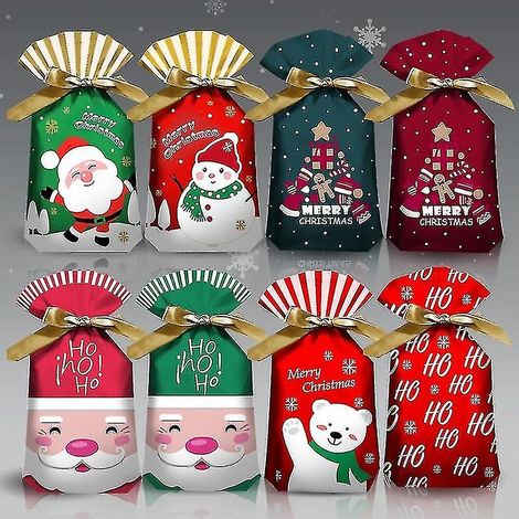 5 à 50 sachets cadeaux de Noël décorés de motifs de dessins animés, parfaits pour les bonbons et les biscuits.