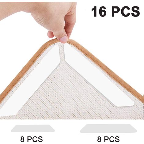 Lot de 16 bandes adhésives double face lavables, amovibles et anti-décollement pour tapis et moquettes, antidérapantes et renouvelables, idéales pour les parquets et les carrelages. Convient également (1/5)