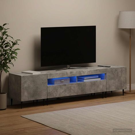 vidaXL 3 Piece LED TV Cabinet Concrete Grey Engineered Wood (1/5)