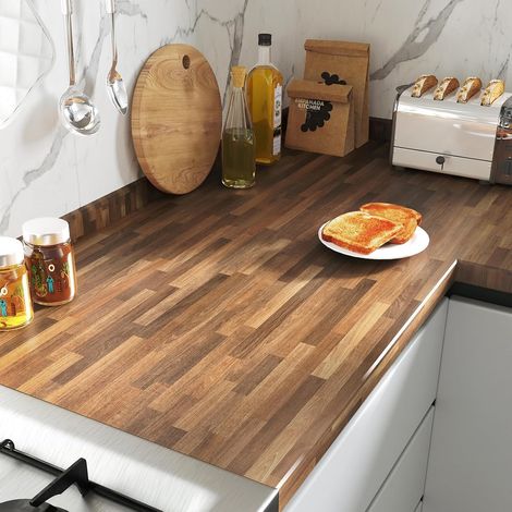 60CM×5M Papier Peint Cuisine Papiers Peints Imitation Bois Marron Rouleau Adhesif pour Plan de Travail Amovible Papier Adhesif pour Meuble Bois Vinyle Adhésif Cuisine Porte Placard Table (1/5)
