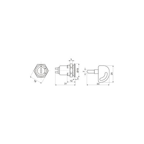 Interruptor Llave Plana Cerradura 4 Llaves 1A/250V OFF-ON-ON (1/4)