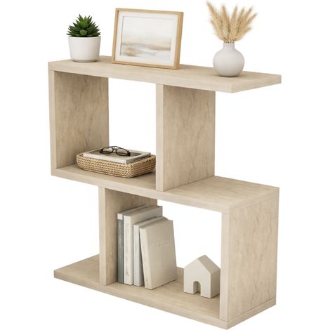 Couchtisch Tarzo, 2 Fächer, rechteckig, Marmorfarbton Tischplatte, 45x17x51h cm, Weiß Marmor