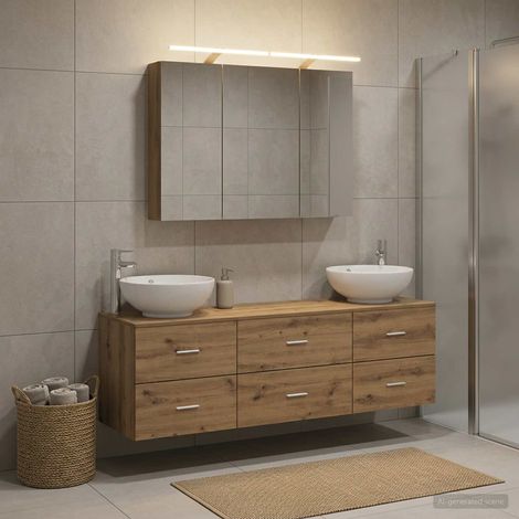 vidaXL Bathroom Furniture Set 4 pcs Artisan Oak (1/5)