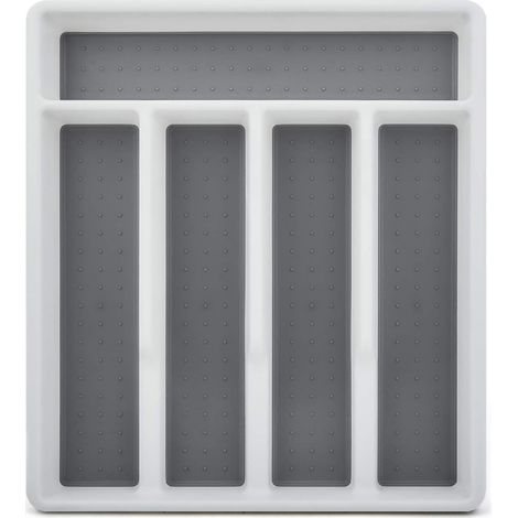 Plateau à couverts pour tiroir avec cinq sections, organiseur de couverts/porte-couverts avec doublure douce et pieds en caoutchouc antidérapants, rangement multifonction pour cuisine, bureau (1/5)