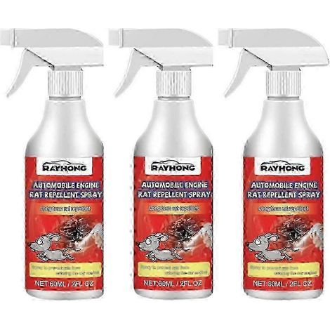 Lot de 3 flacons d'huile essentielle de menthe poivrée contre les rats et pour moteurs de voiture, spray anti-rats, spray de protection pour la maison et le moteur de voiture (1/5)