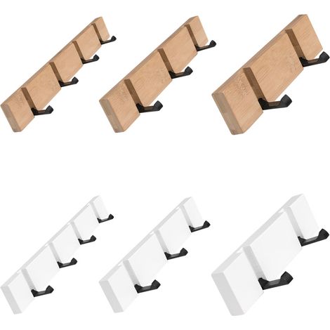 Crochet mural pliable en bois à double fixation pour porte ou mur (1/4)