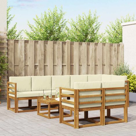 vidaXL Outdoor-Sofagarnitur mit Kissen 9 pcs Natur und Creme (1/5)