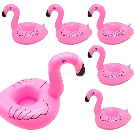 Lot de 5 flotteurs pour boissons en forme de flamant rose, porte-gobelets gonflables pour fêtes à la piscine (1/5)