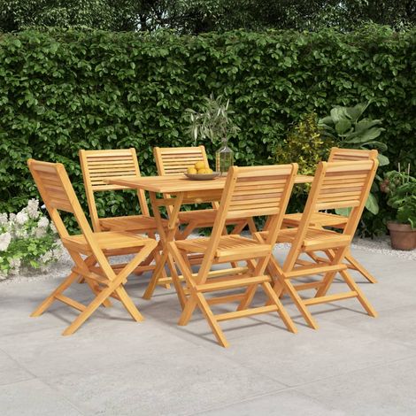 7 pcs Ensemble à dîner de jardin, Mobilier à dîner, Table et Chaises à Manger Bois de teck solide MKPO64313 (1/5)