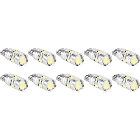 10pcs T10 5630 6SMD W5W LED Canbus antibrouillard, ampoule sans erreur pour feu de plaque, éclairage latéral, 12V, compatible voiture