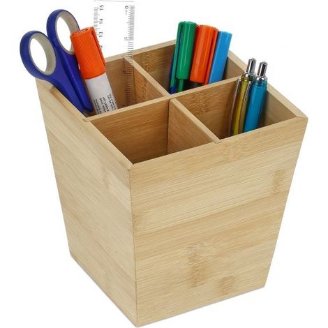 Portapenne in bambu 4 scomparti 883106 (1/5)