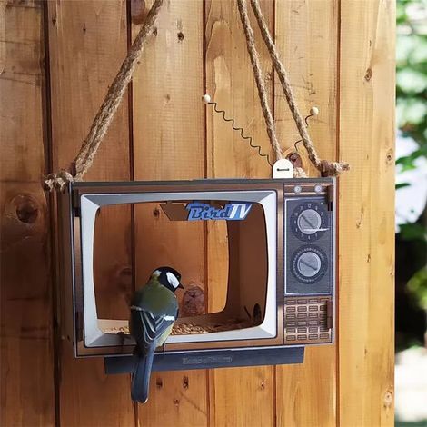 Einzigartiger, fernseherförmiger Vogelfutterspender, Bestseller des Jahres 2024, ideal zur Dekoration von Garten und Terrasse sowie zur Fütterung von Wildvögeln. (1/5)
