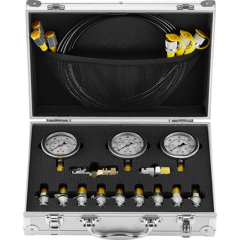 Kit de test de pression hydraulique, acier inoxydable durable, mesures polyvalentes, Noir (1/2)