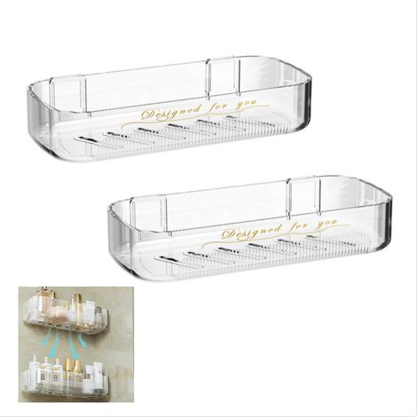 Lot de 2 Etagère Douche,Panier de Douche Étagère de Salle de Bain Sans Perçage, Étagères Murales de Salle de Bain,pour Salle de Bain/Cuisine