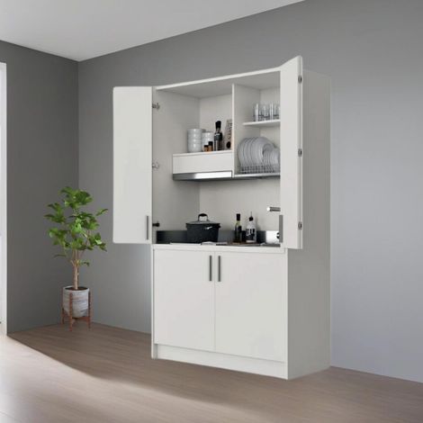 Cucina monoblocco Fold struttura e ante a libro bianco (1/5)
