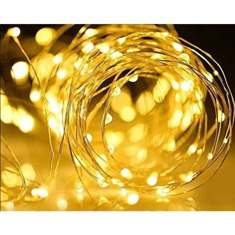 décoration pour Noël.Guirlande solaire étanche à 100 LED en fil de cuivre. féerique et étoilée (blanc chaud) (1/4)