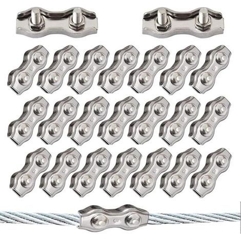 20 Stück Duplex-Klemmen M3, Drahtseilklemmen aus Edelstahl 304 für 3-mm-Drahtseil-Takelage (1/5)