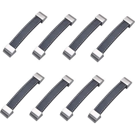 8Pcs Poignée de Cabinet Poignées de Porte de Tiroir,Poignée de Cabinet Doux en Cuir PU pour Portes Armoires Armoires Valise,128mm (1/4)