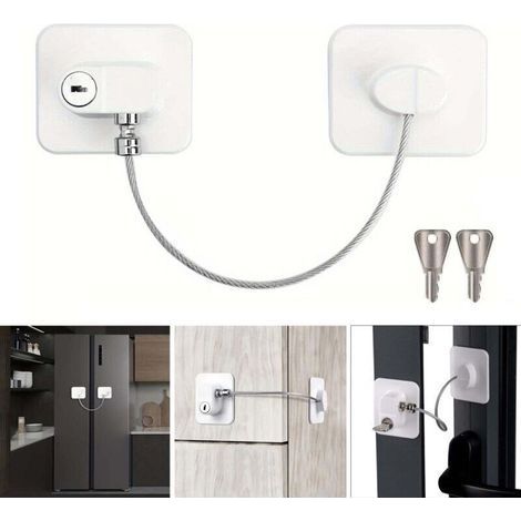 Multipurpose Security Locks, No Drilling Cabinet Door Lock, Window Lock, Refrigerator Lock Buckle, White (1/4)