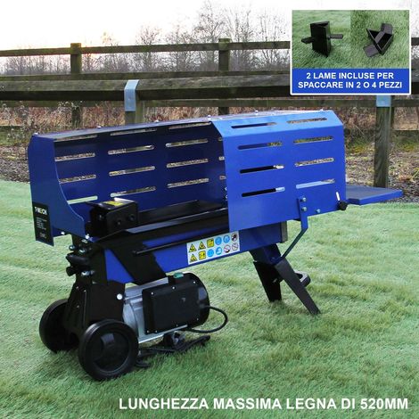 T-Mech - Spaccalegna Elettrico Orizzontale per Legno Massiccio Taglia Legna Idraulico con 2 Cunei per 3 o 4 Pezzi Potente Motore 2200W Diametro Tronchi 5-25cm - Spinta 7T (1/5)