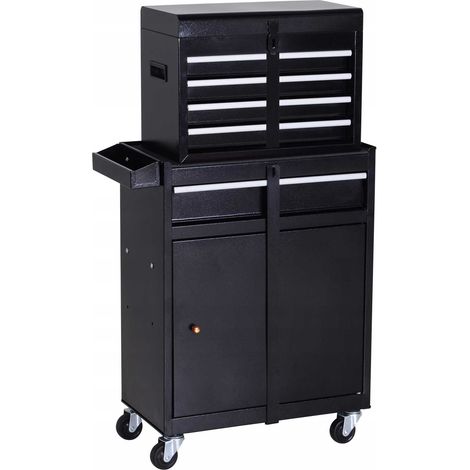 Werkzeugwagen mit 5 Schubladen, 52,5 x 28 x 104,5 cm – Schwarz (1/5)