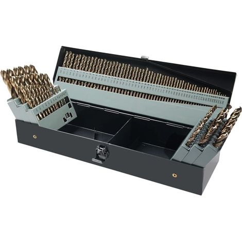 Ulisem Jeu de forets au cobalt, 115 pièces M35 en acier rapide pour métaux trempés, acier inoxydable, fonte, bois et plastique, avec boîte de rangement en métal. (1/4)