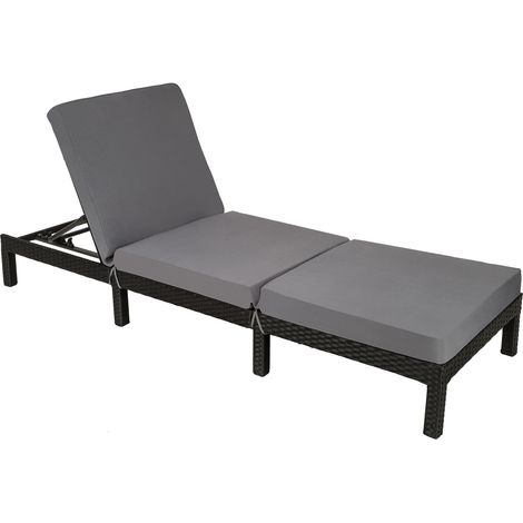 Sonnenliege Rattan Sofia - Gartenliege, Liegestuhl, Relaxliege - schwarz (1/5)