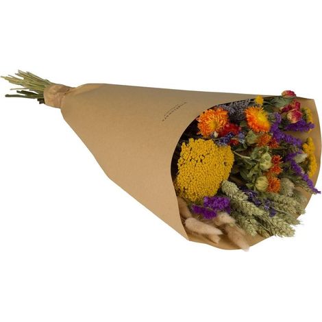 Grand Bouquet de Fleurs Séchées Orange et Colorées Décoration Intérieure Rustique 60 cm - PANGIVO