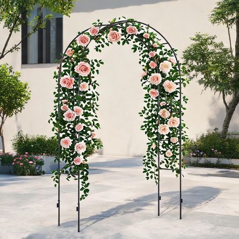 Arche de jardin coloris noir en métal 140 x 40 x 240 cm (1/5)