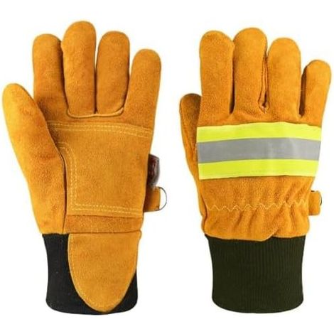 Guanti antincendio. Per vigili del fuoco professionisti. Resistenti al calore e alle fiamme. Protezione sul lavoro con striscia riflettente. (1/5)