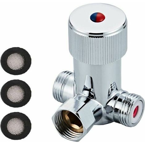 1 Mitigeur thermostatique, Laiton massif sans plomb, Raccords G1/2, Clapet anti-retour, Pour système solaire (1/5)