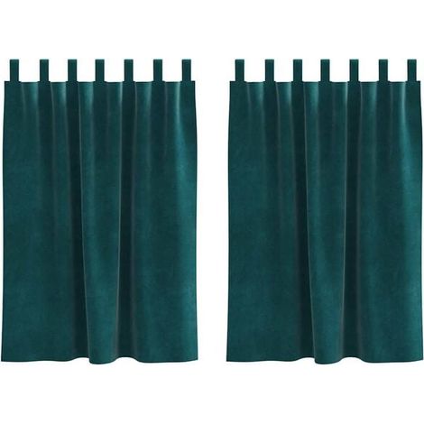 Rideaux occultants, ensemble de 2 pièces, vert foncé, 140 x 140 cm, matière velours. (1/5)