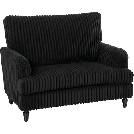 HOMCOM Corduroy Single Sofa Armchair with Stripes, Black (1/5)