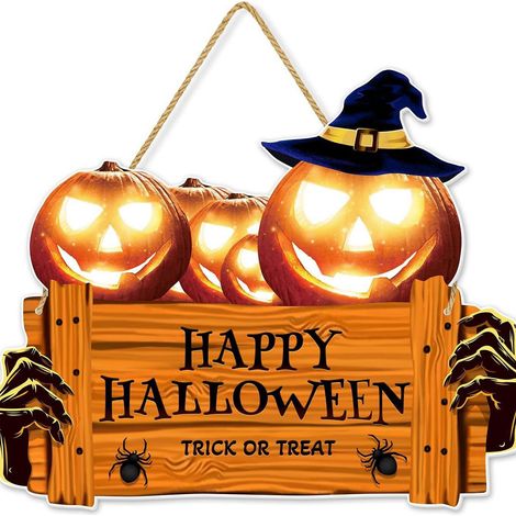 Halloween-Wandschild aus Holz mit „Boo“-Motiv für die Tür – Kürbisgeist-Dekoration mit „Happy Halloween“-Aufschrift, Vintage-Ornament für drinnen und draußen, für Veranda, Wand oder Garten