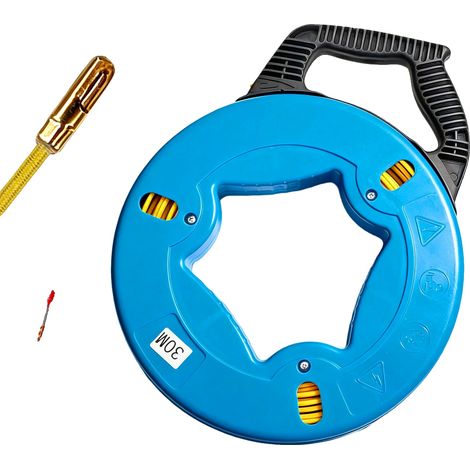 Aide au Tirage de Câble, Bobine en Fibres de Verre de 30 M, Design Ergonomique, Bleu (1/2)