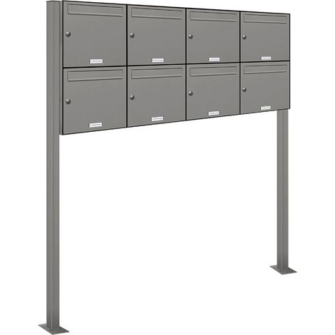 8er Premium Standbriefkasten RAL 9007 freistehend Postkasten Ständer 4x2 (1/5)